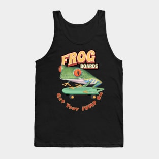 Cute and funny red eyed tree frog riding a skateboard for he wants to get his jump on tee Tank Top